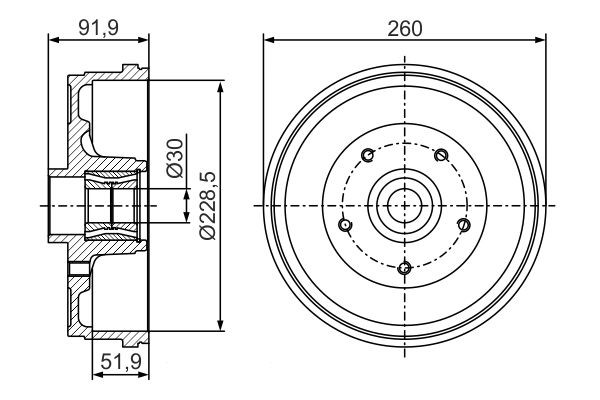Барабан гальмівний задній Bosch 0986477283 ціна, від 125.48 USD