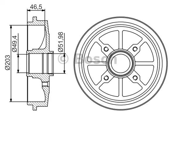Купити 0986477301 Bosch Барабан гальмівний задній