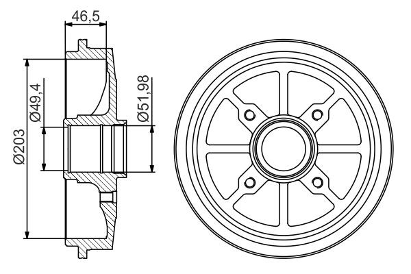 Барабан гальмівний задній 0986477301 Bosch
