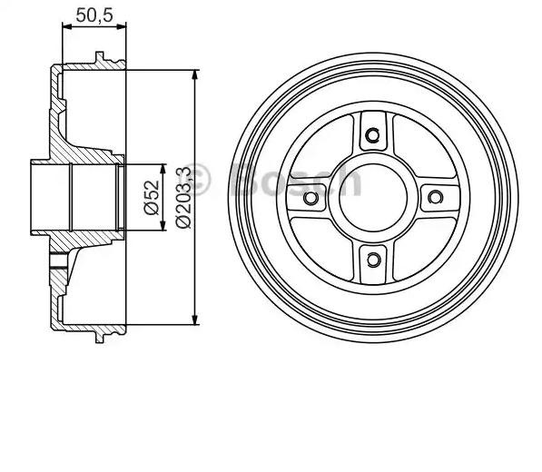 Барабан гальмівний задній Bosch 0986477308 ціна, від 40.30 USD