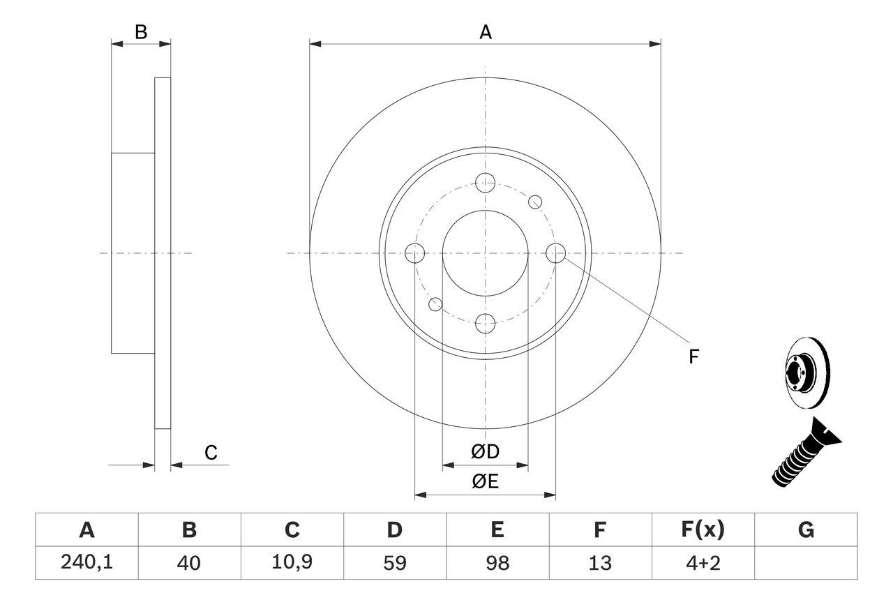 Купити 0986478342 Bosch Диск заднього гальма