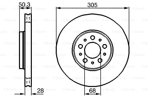 Диск переднього гальма Bosch 0986478494 ціна, від 55.38 USD