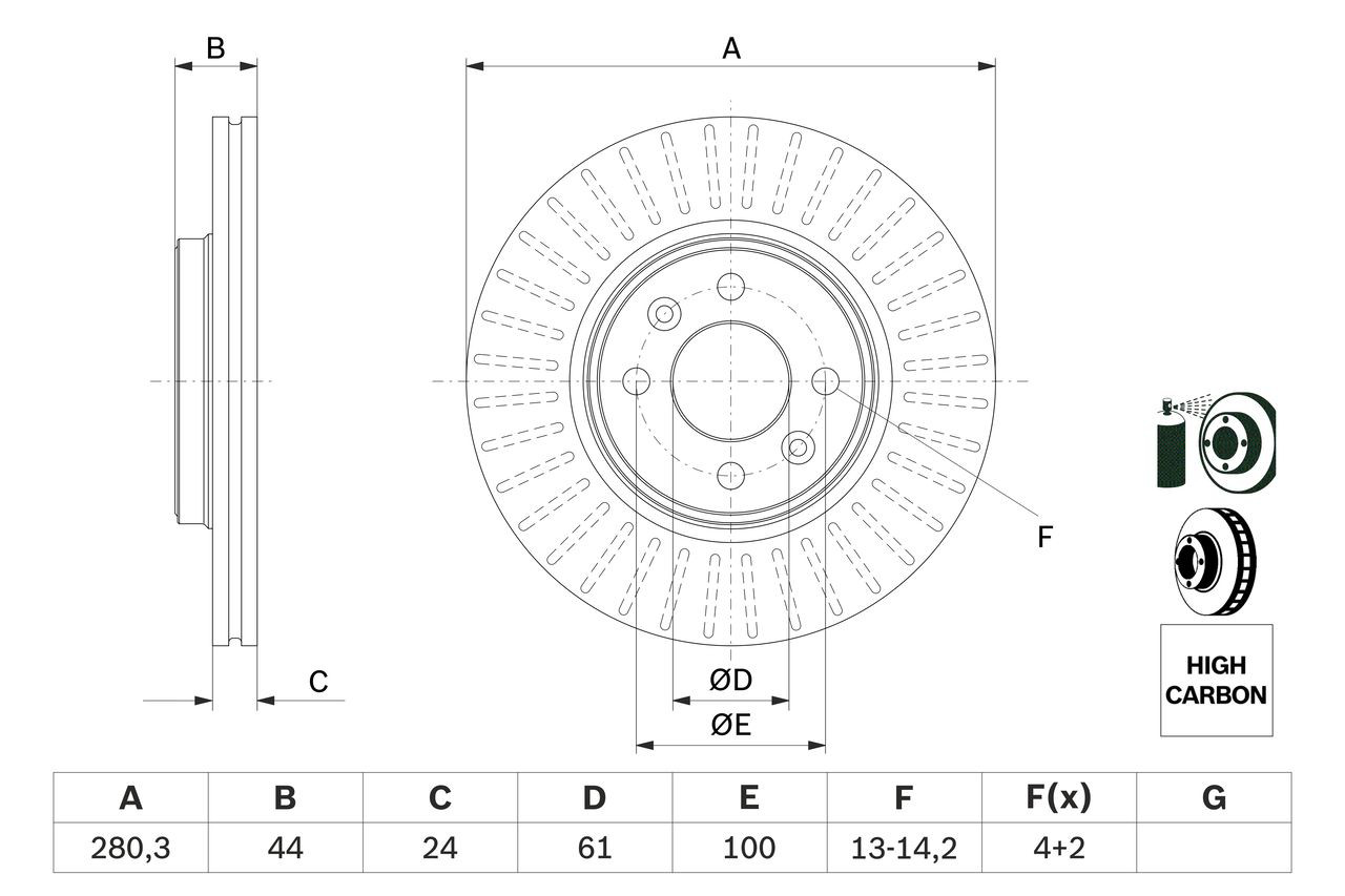 Диск переднього гальма Bosch 0986478590 ціна, від 37.55 USD