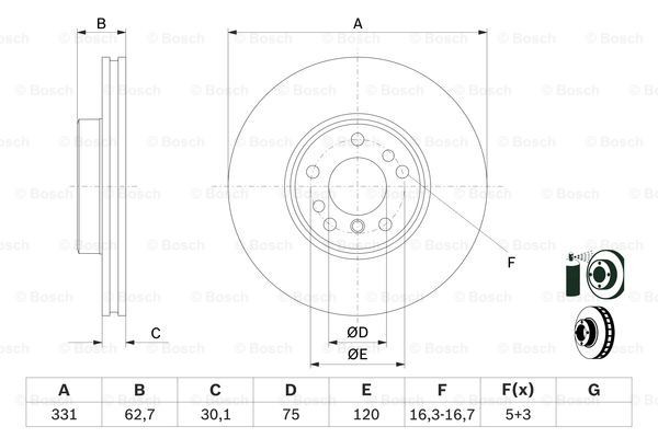 0986478974 Bosch Гальмо дискове переднє