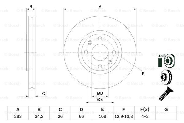 0986478979 Bosch Гальмо дискове переднє