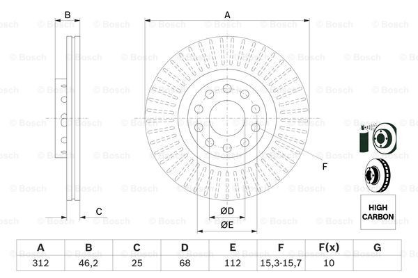 Диск переднього гальма Bosch 0986479057 ціна, від 51.07 USD
