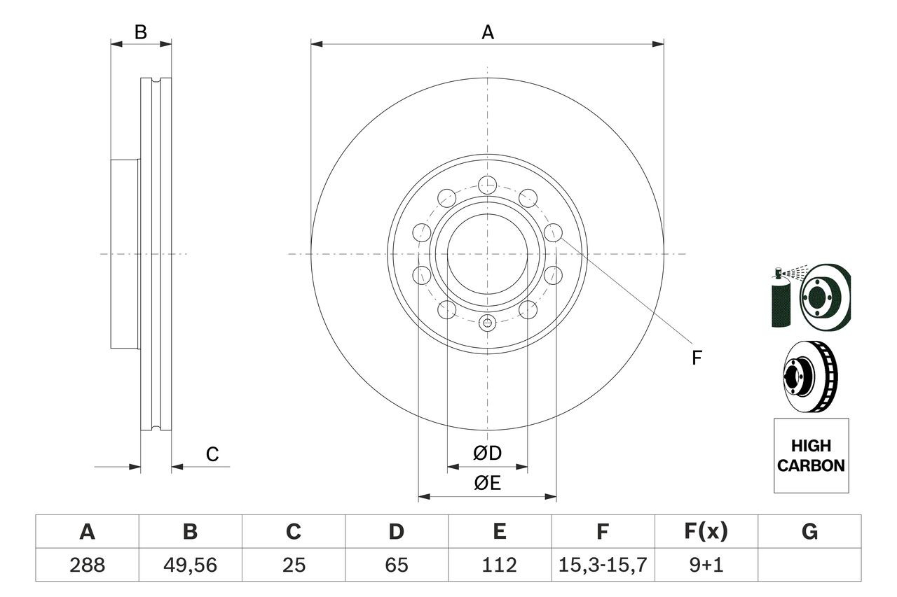 Диск переднього гальма Bosch 0986479088 ціна, від 38.83 USD