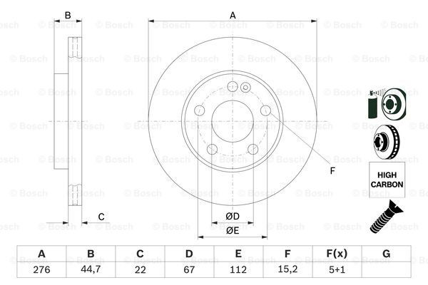 Диск переднього гальма Bosch 0986479186 ціна, від 42.77 USD