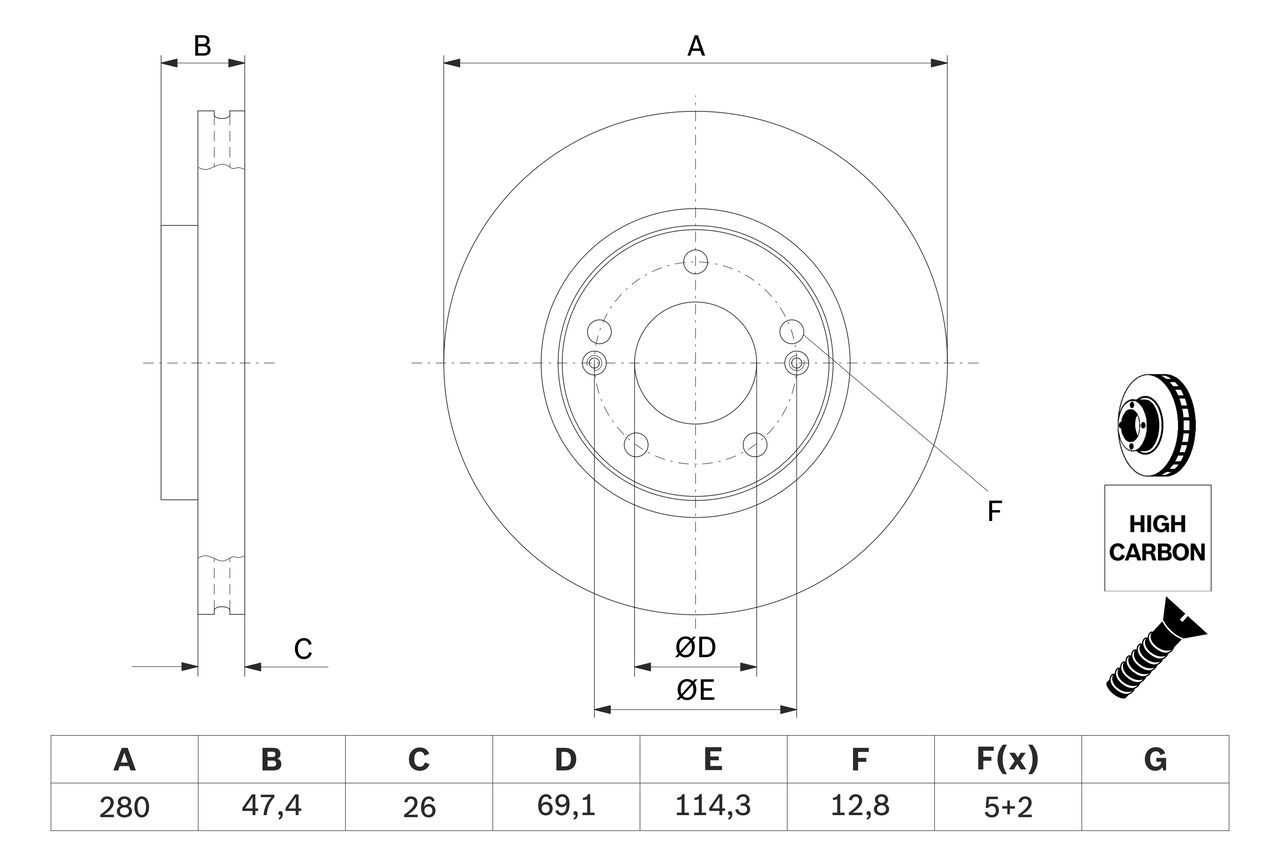 0986479368 Bosch Гальмо дискове переднє