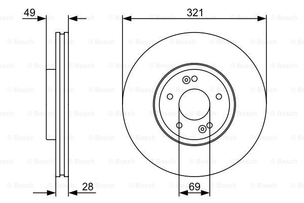Диск переднього гальма Bosch 0986479536 ціна, від 59.89 USD