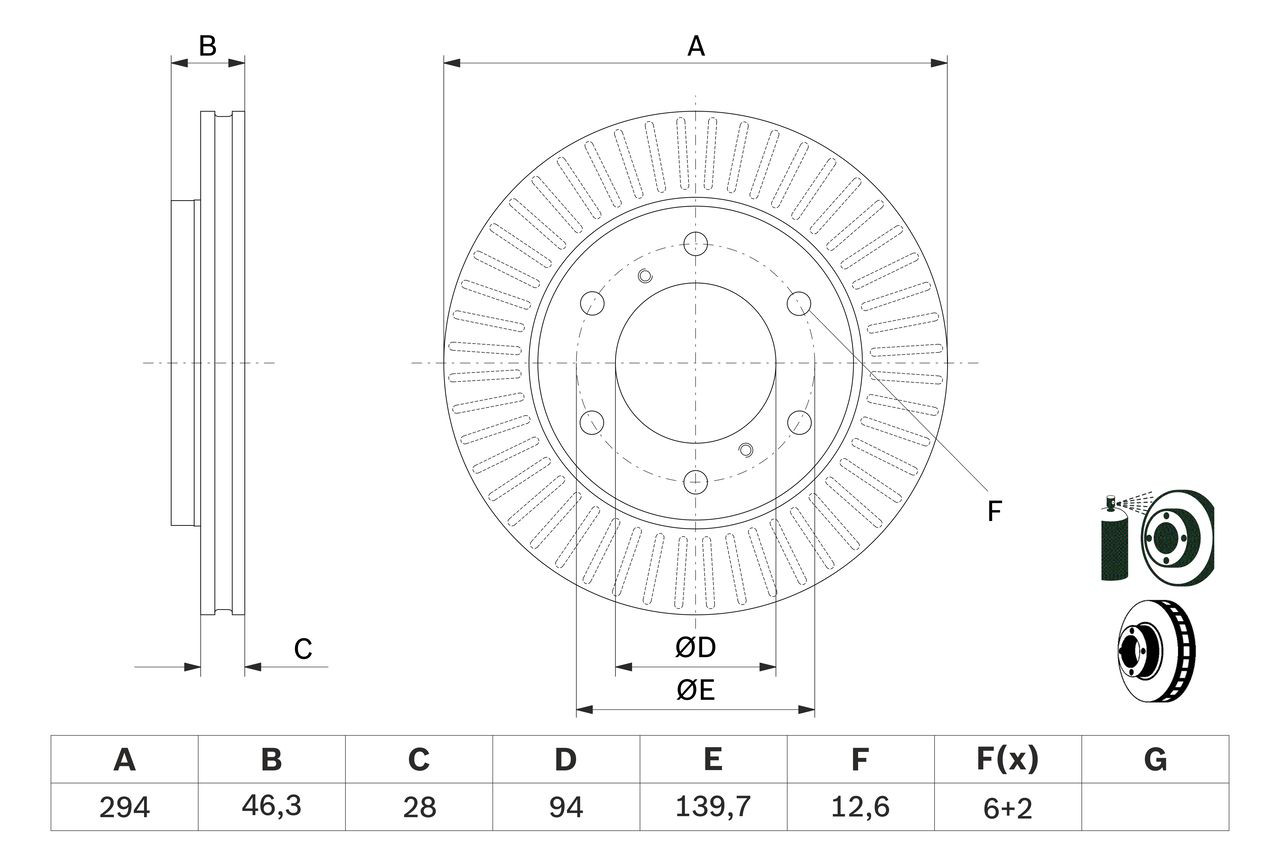 Диск переднього гальма Bosch 0986479704 ціна, від 42.49 USD