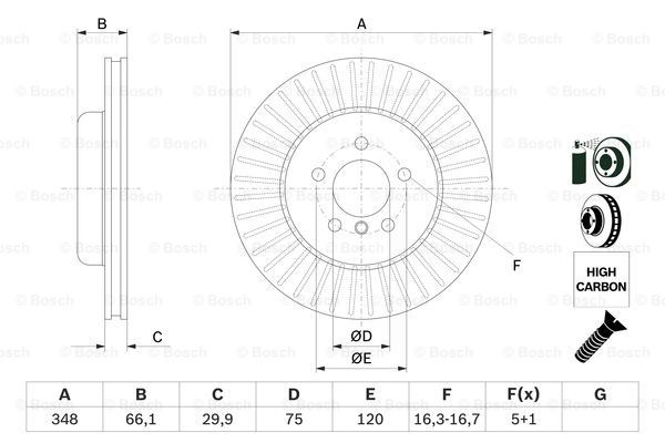 Диск переднього гальма Bosch 0986479772 ціна, від 109.87 USD