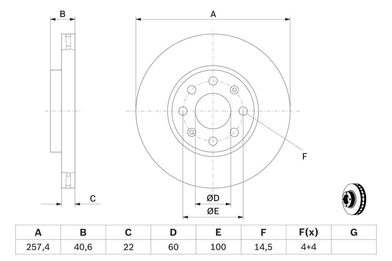 0986479B89 Bosch Гальмо дискове переднє