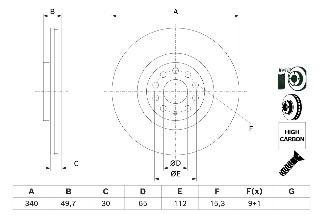 Гальмівні диски передні 0986479C90 Bosch