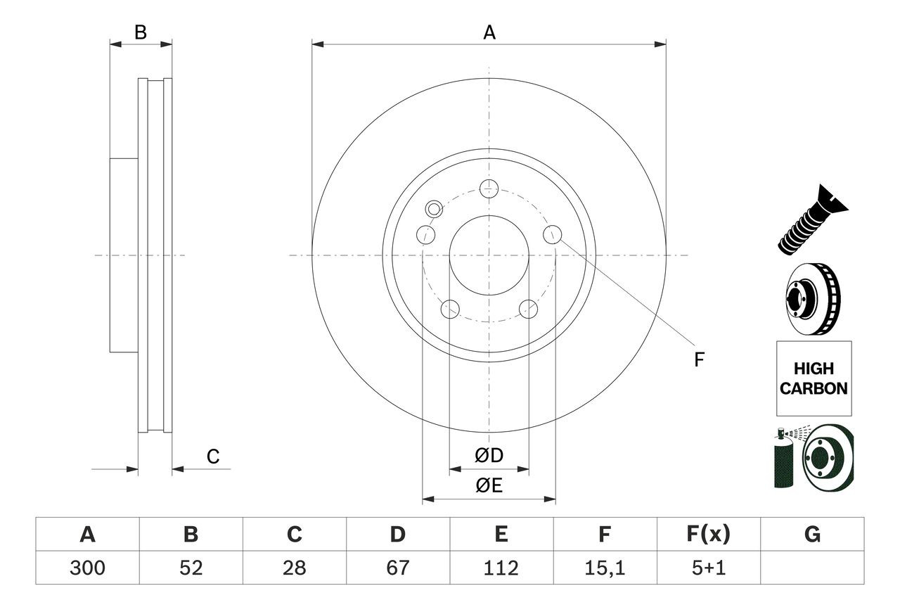 Диск переднього гальма Bosch 0986479D57 ціна, від 45.28 USD