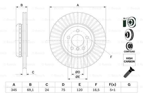 Купити 0986479E08 Bosch Диск заднього гальма