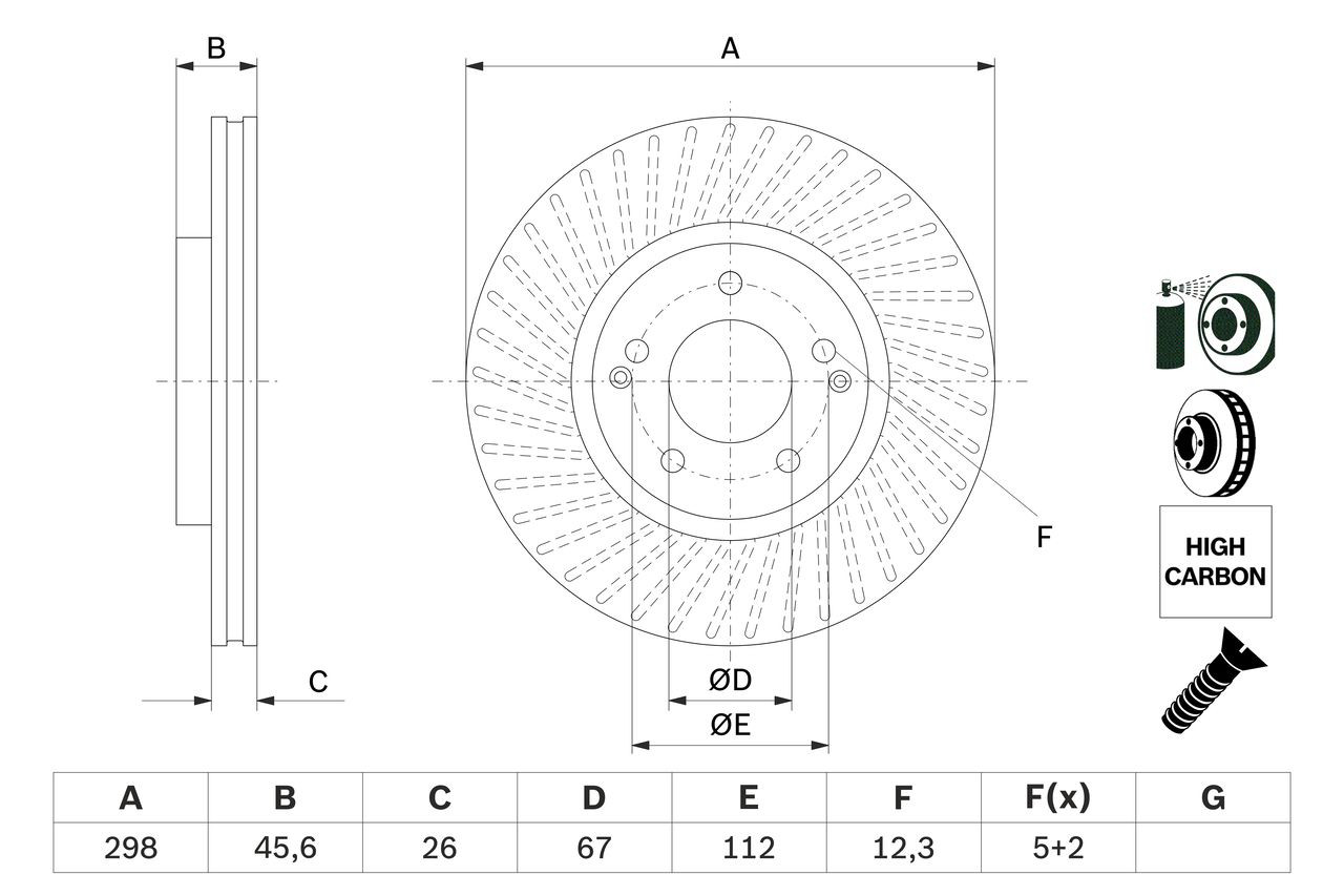 0986479E36 Bosch Гальмо дискове переднє