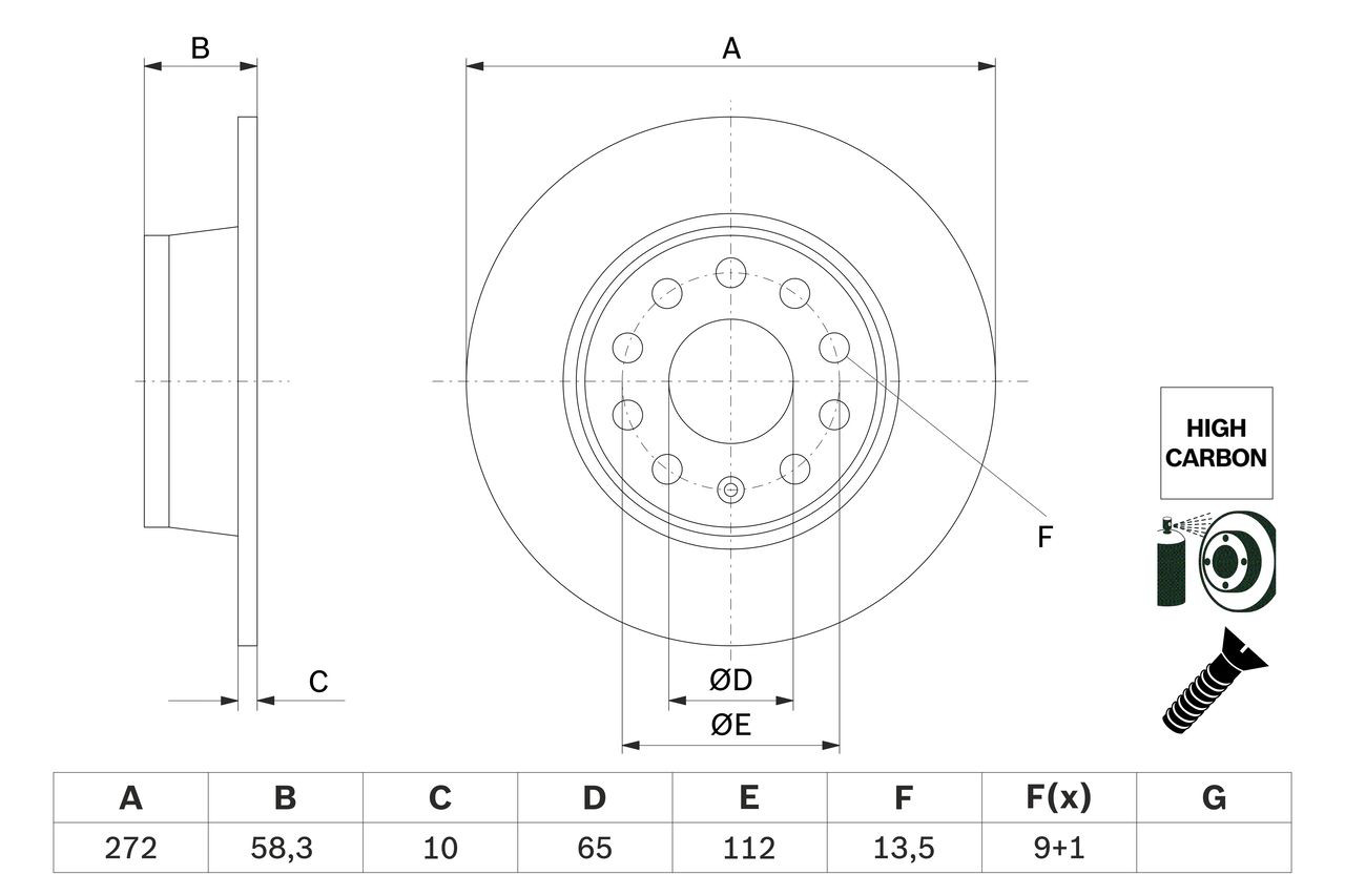Купити 0986479F23 Bosch Диск заднього гальма