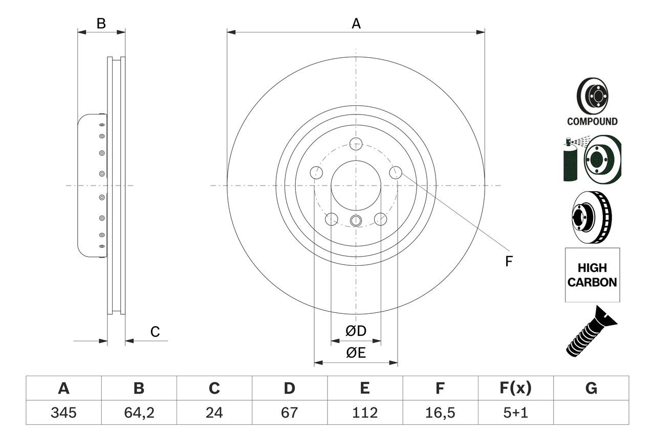 0986479F61 Bosch Дискові гальма