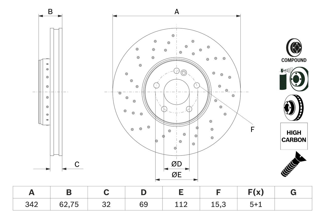 Диск переднього гальма Bosch 0986479G40 ціна, від 196.93 USD