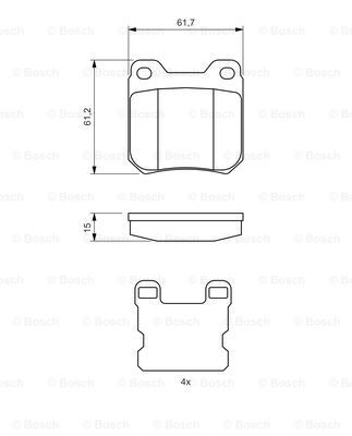 0986490500 Bosch Колодки гальмівні задні, дискові