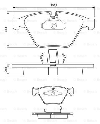 Купити 0986494036 Bosch Колодки гальмівні передні, дискові