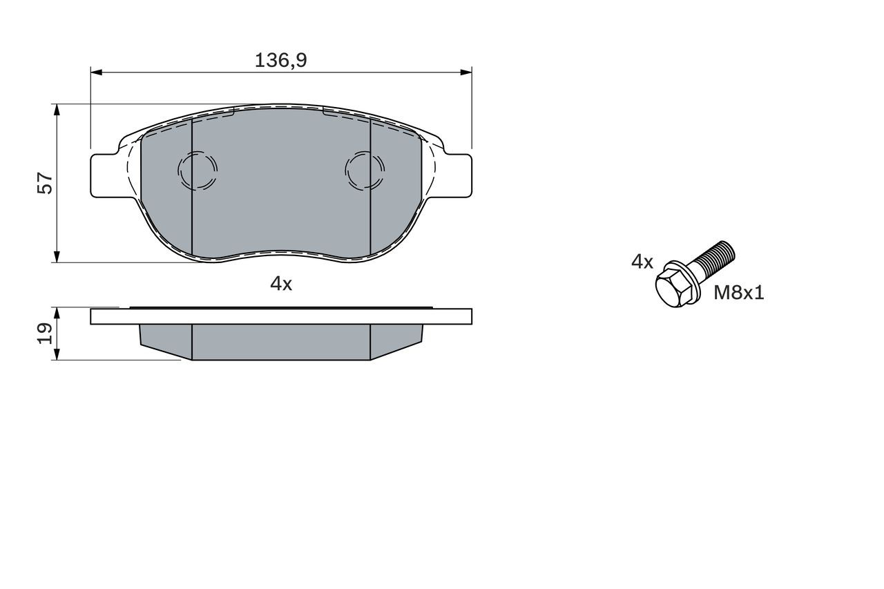 Купити 0986494038 Bosch Колодки гальмівні передні, дискові