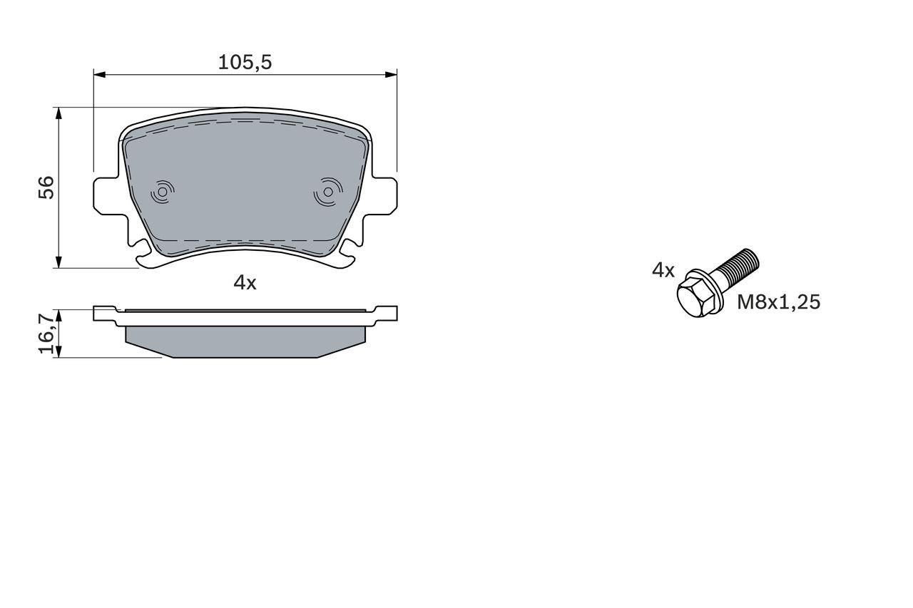 0986494053 Bosch Колодки гальмівні задні, дискові