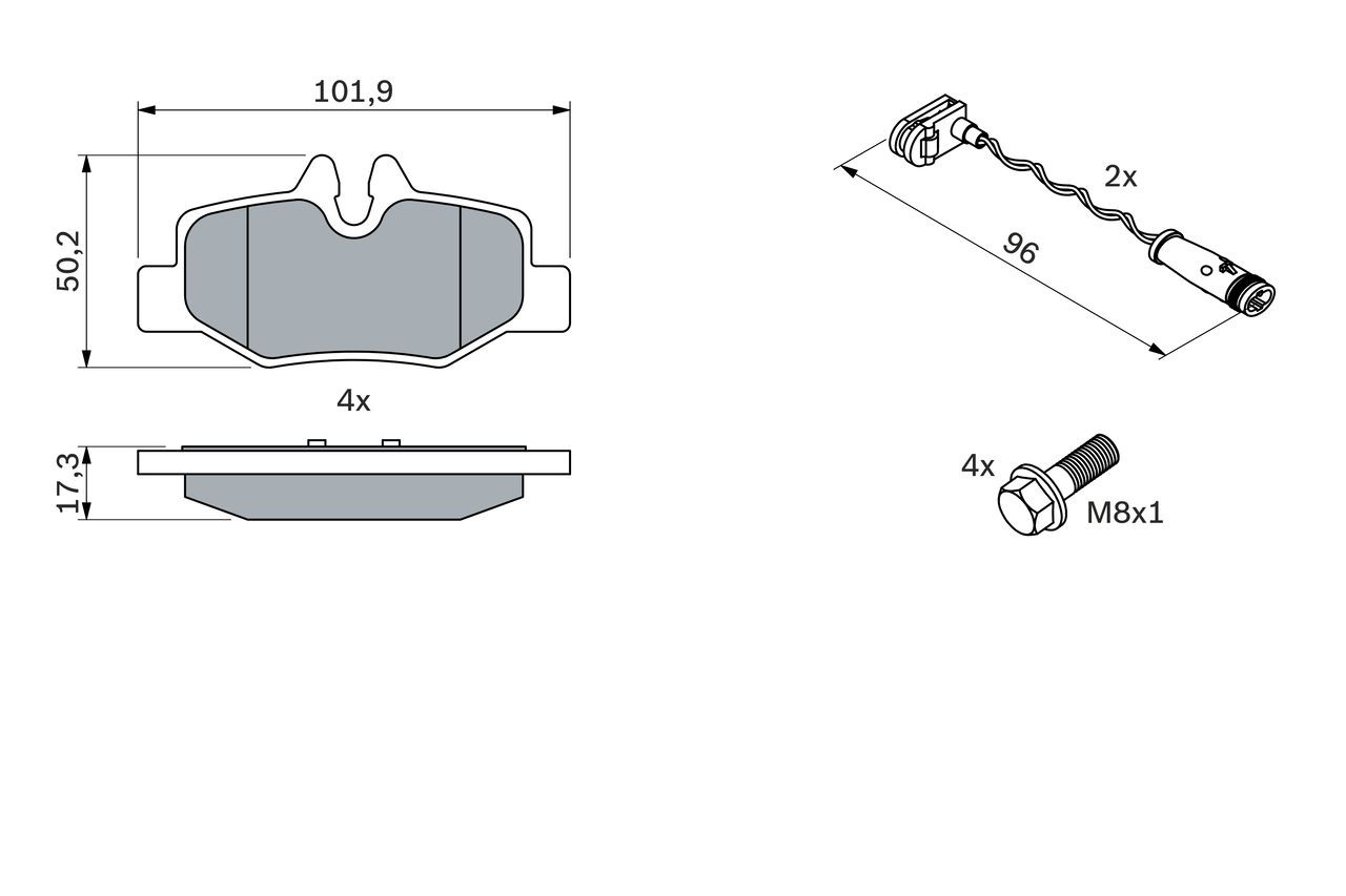 Задні гальмівні колодки 0986494082 Bosch