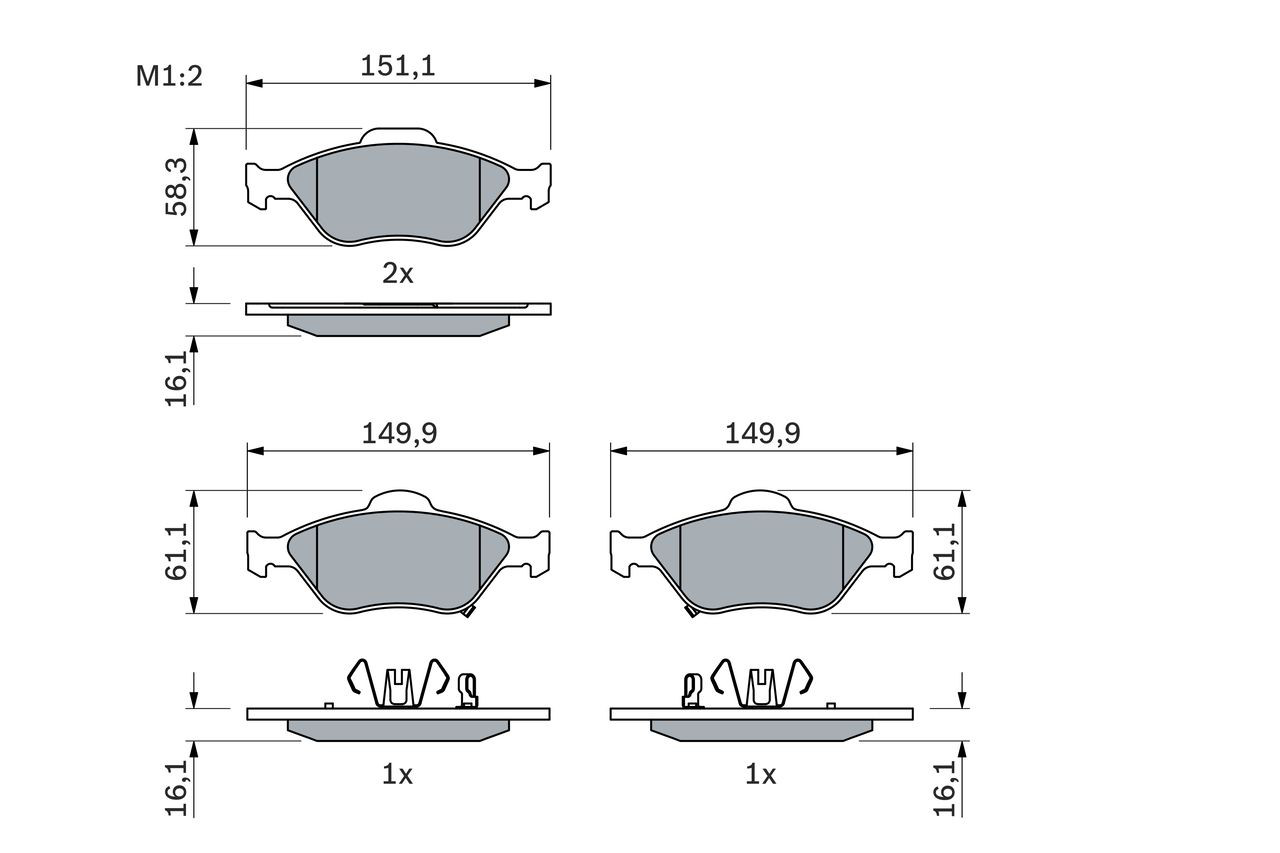 Передні тормозні колодки 0986494101 Bosch