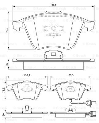Купити 0986494103 Bosch Колодки гальмівні передні, дискові