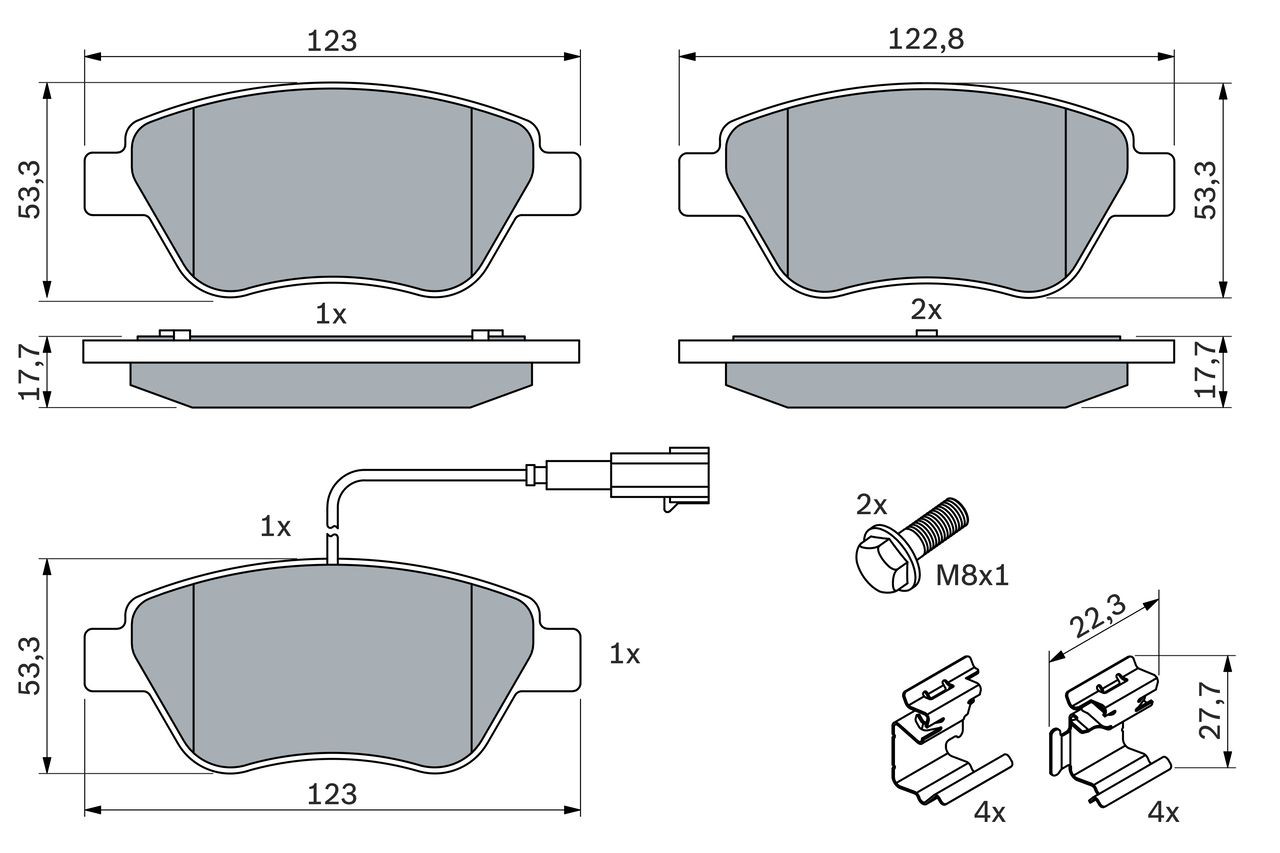 Передні тормозні колодки 0986494113 Bosch