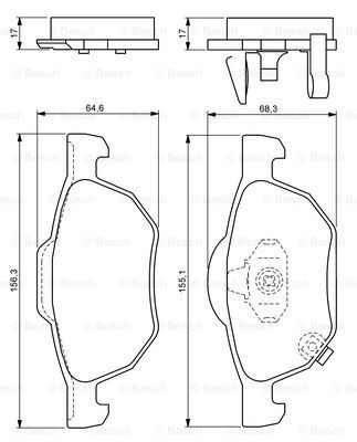 Купити 0986494135 Bosch Колодки гальмівні передні, дискові