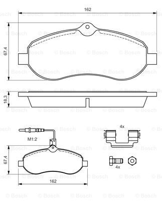 0986494163 Bosch Передні гальмівні колодки