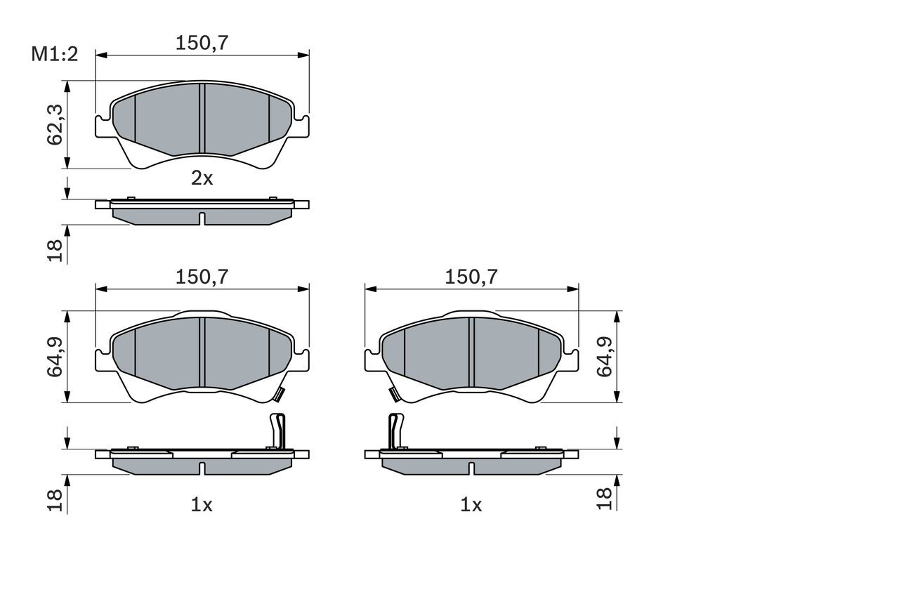 Передні тормозні колодки 0986494187 Bosch