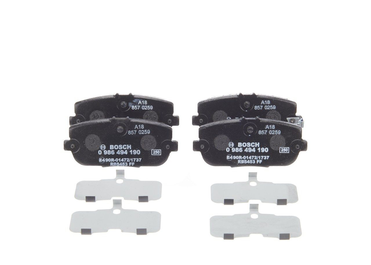 0986494190 Bosch Колодки гальмівні задні, дискові