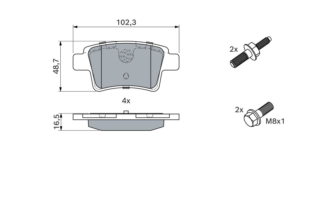 Задні гальмівні колодки 0986494199 Bosch