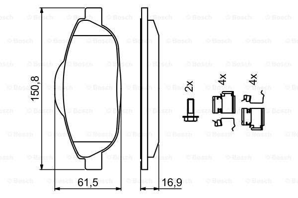 Купити 0986494261 Bosch Колодки гальмівні передні, дискові