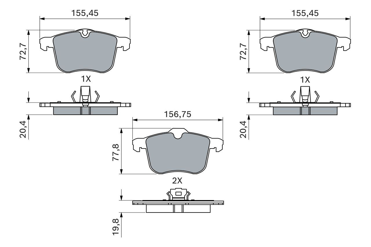 0986494280 Bosch Передні гальмівні колодки