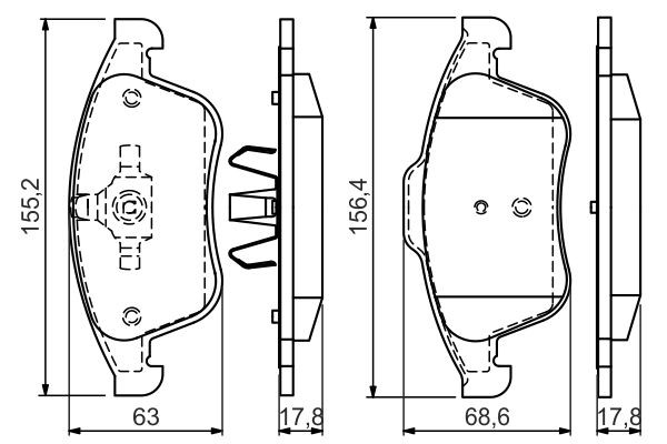 0986494556 Bosch Передні гальмівні колодки