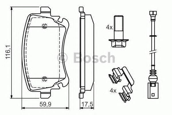 Задні гальмівні колодки Bosch 0986494583 ціна, від 25.87 USD