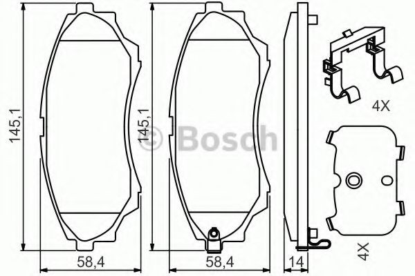 Передні тормозні колодки 0986494587 Bosch
