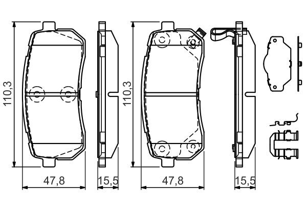 Задні гальмівні колодки 0986494608 Bosch