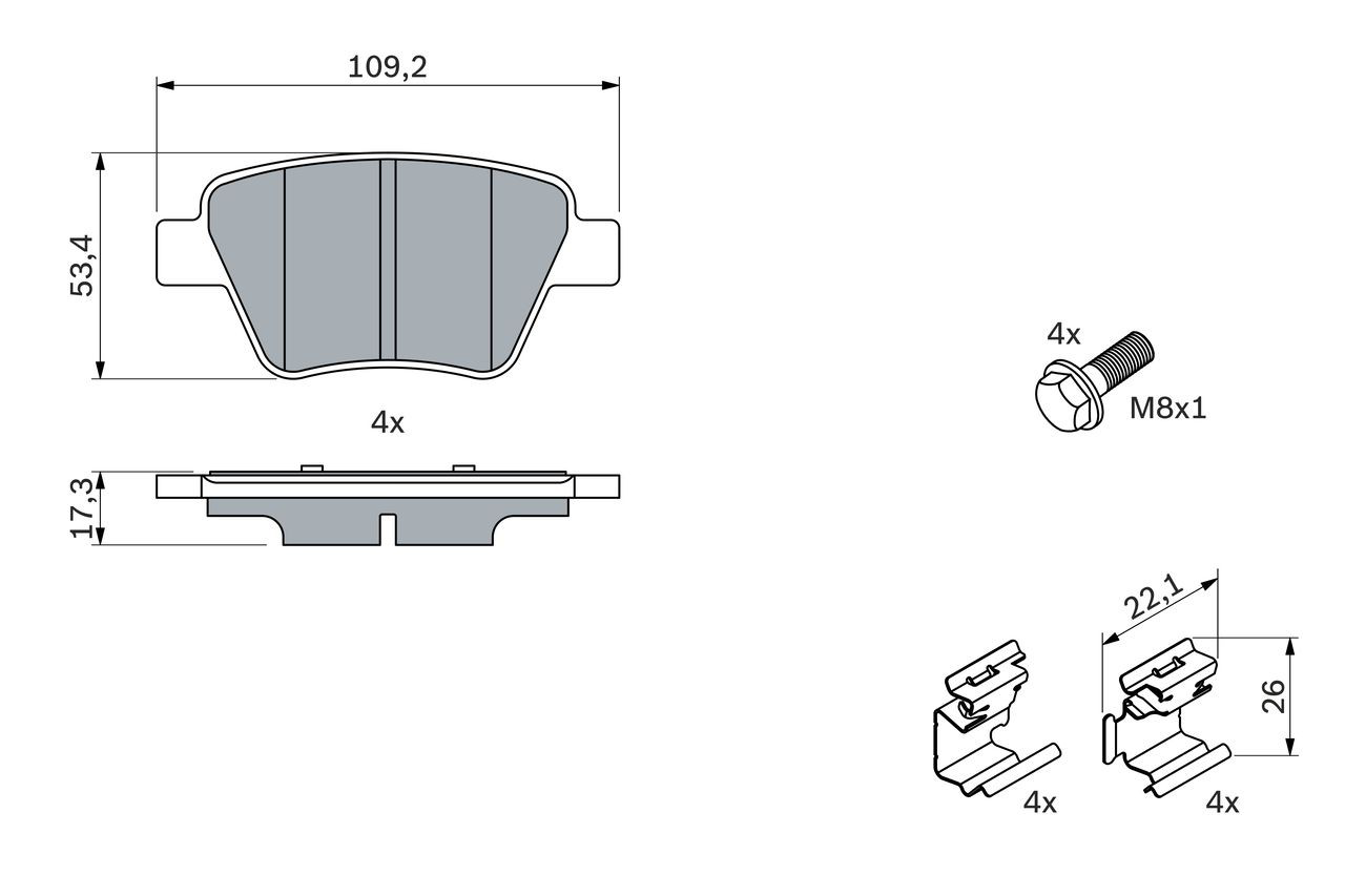 Купити 0986494643 Bosch Задні колодки