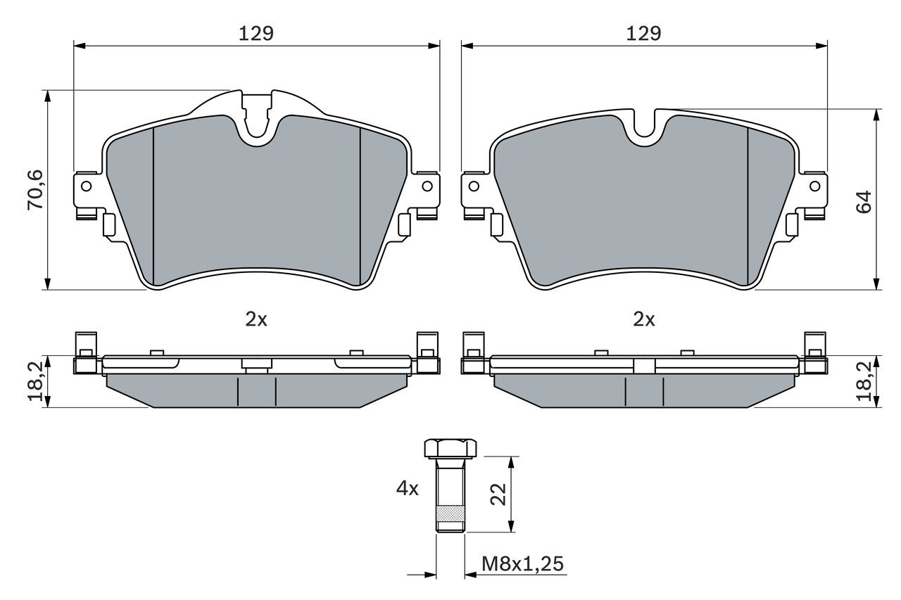 Гальмівні колодки Bosch 0986494736 ціна, від 49.18 USD