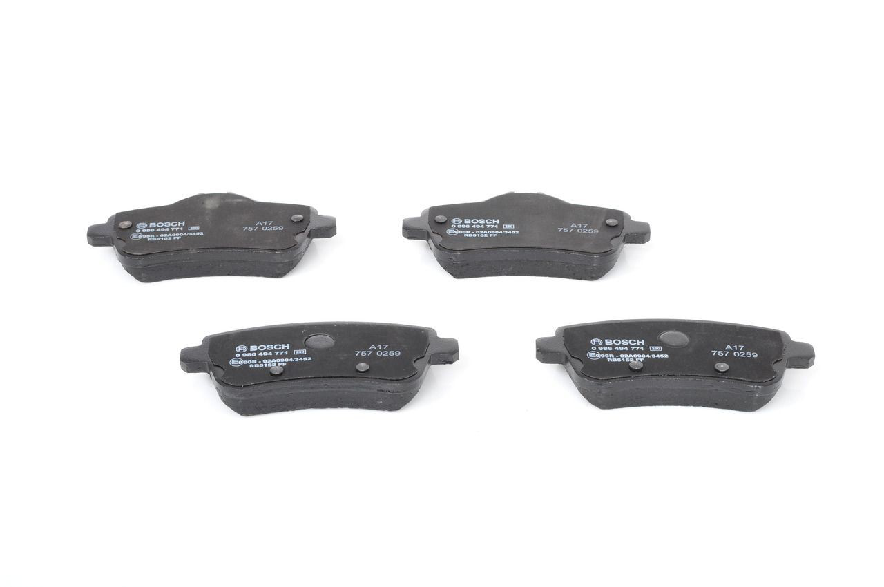 0986494771 Bosch Колодки гальмівні задні, дискові