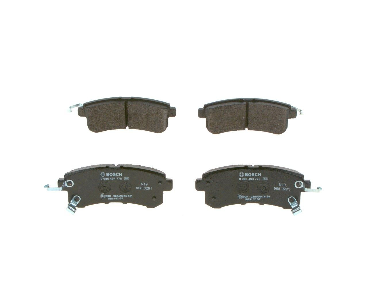 0986494778 Bosch Колодки гальмівні задні, дискові