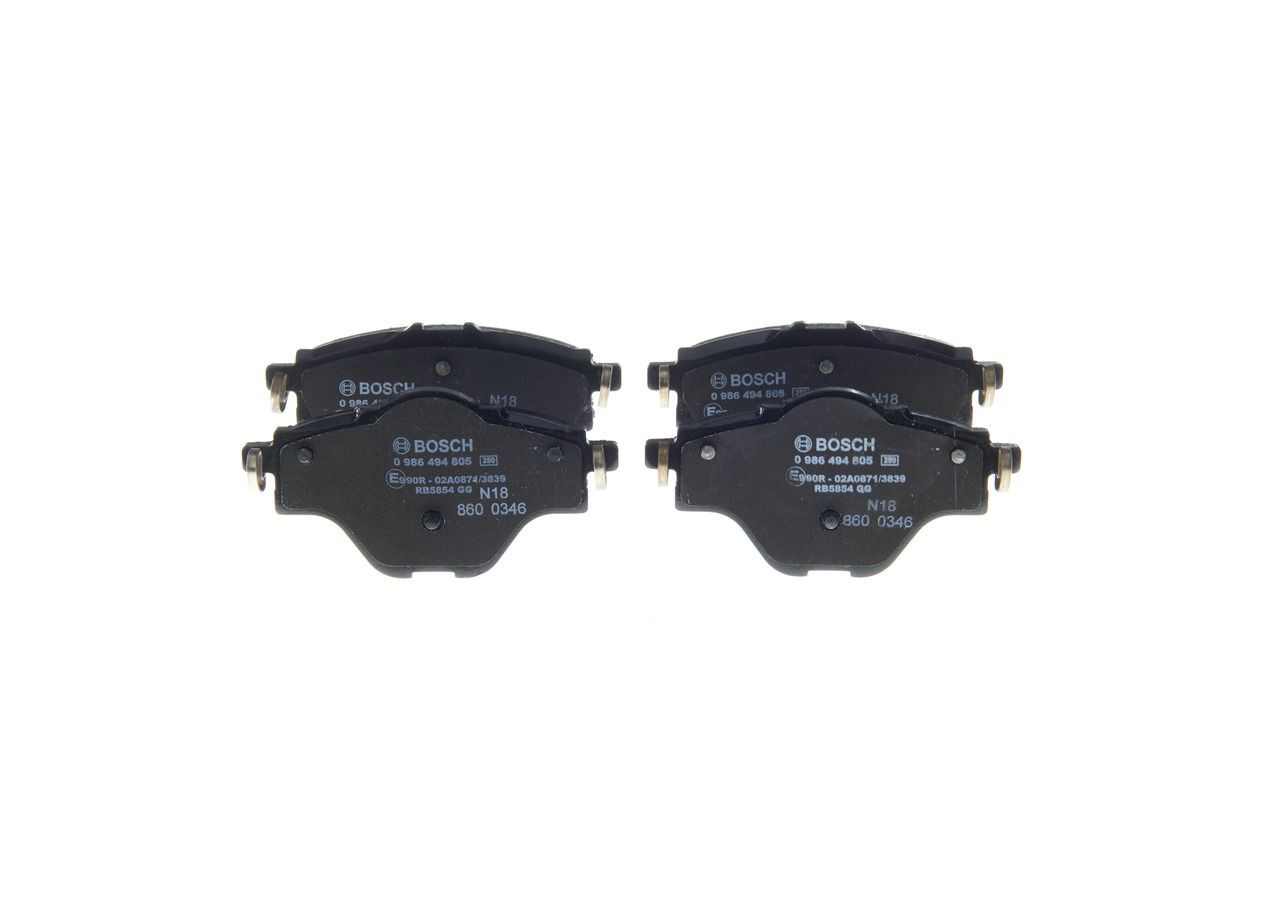 0986494805 Bosch Колодки гальмівні задні, дискові
