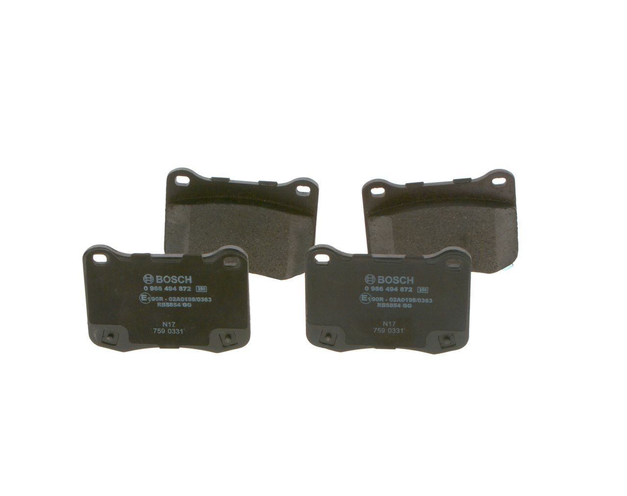 0986494872 Bosch Колодки гальмівні задні, дискові
