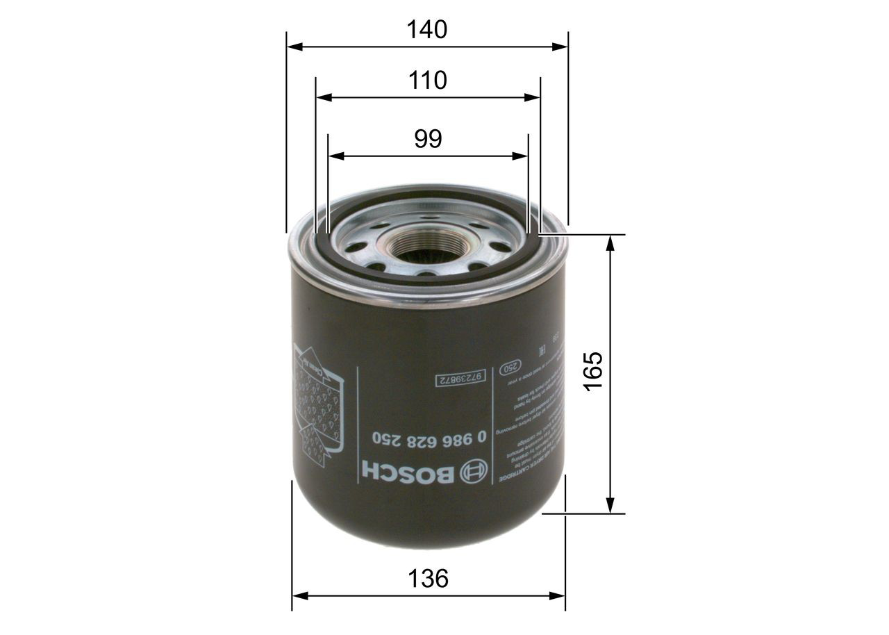 Фільтр осушувача повітря (вологомастиловідділювача) (TRUCK) 0986628250 Bosch